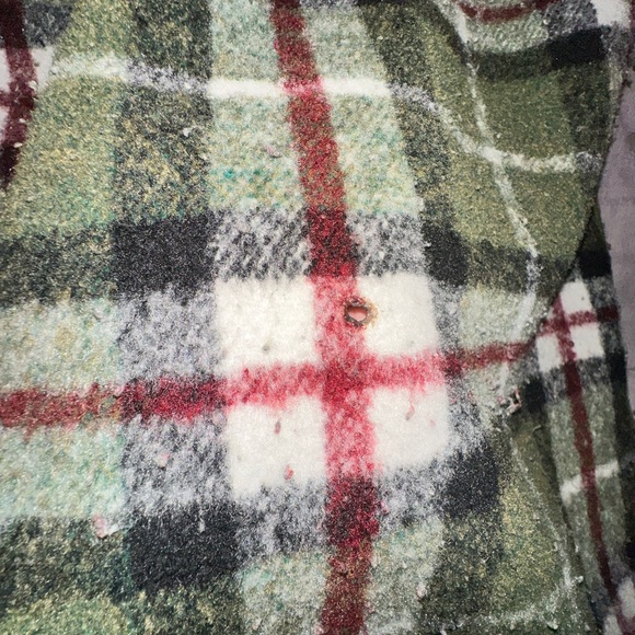 Plaid Green and Red Pea Coat - Picture 14 of 14